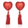 Bielizna-Heart Nipples Tassels RED